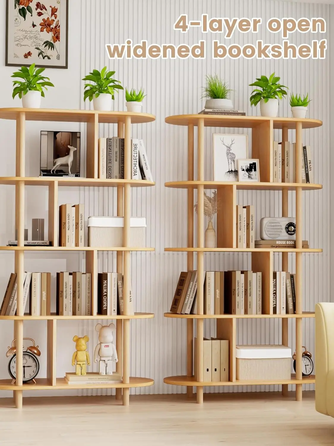 en Shelf Bookcase, Modern Open Bookshelf, Freestanding Storage Organizer Shelves, Multifunctional Display Stand, and Solid Wood