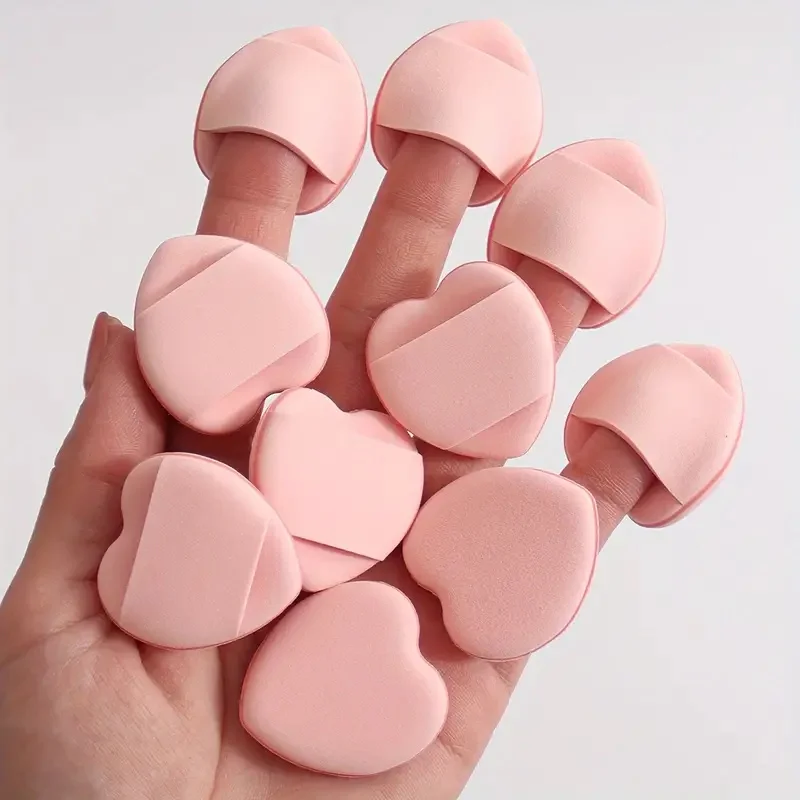 10pcs Mini Finger Powder Puff Makeup Sponge Face Concealer Foundation Air Cushion Makeup Sponge Powder Puff Detail Makeup Tools