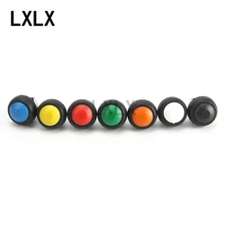 7PCS PBS-33B Waterproof Self-resetting Push Button Switch Round Non-locking Keypad Black White Yellow Orange Blue Green Red 12mm