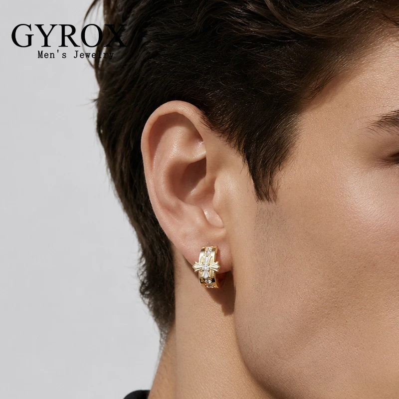 Fashion Hip-hop 925 Sterling Silver Fine Jewelry Original Certificate Zircon Cross Flower Hoop Earrings