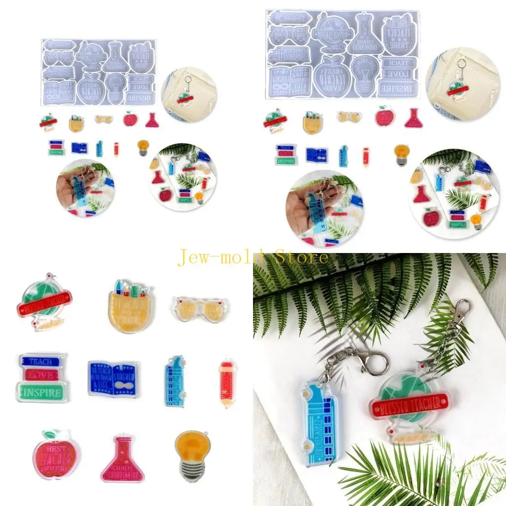 

C71B Pencil Silicone Molds School Bag Book Bus Resin Mold DIY Craft Decor