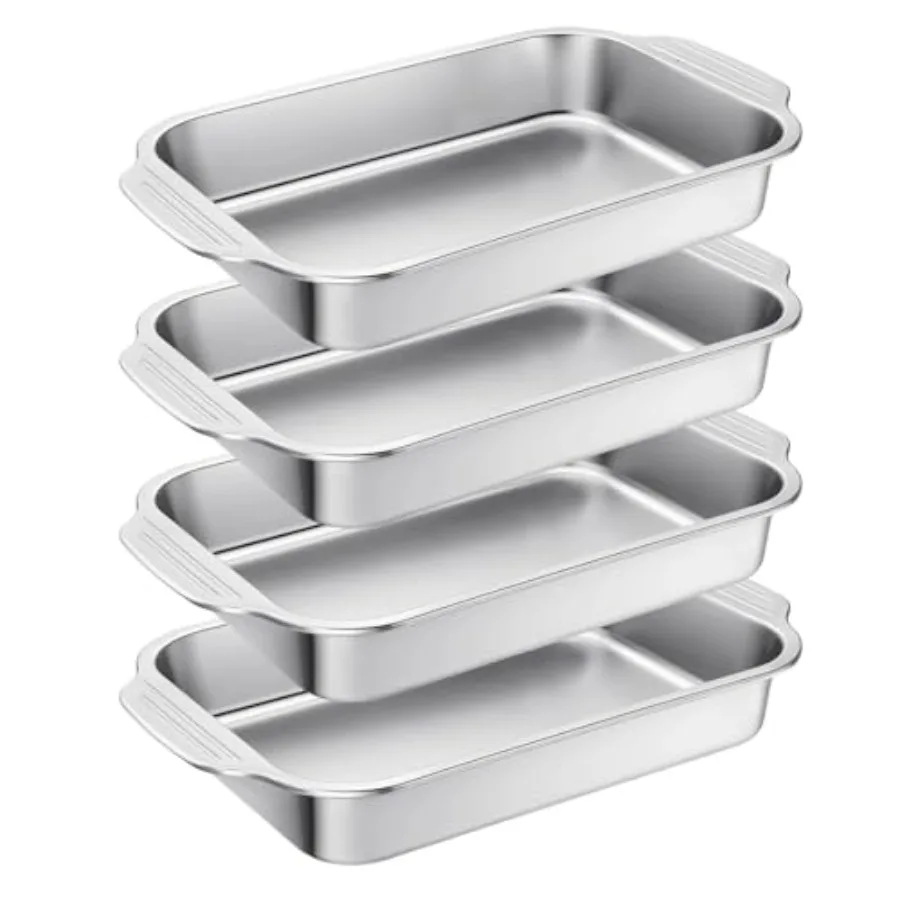 

4 Pcs Stainl Steel Cake Pan wit andle 9 x 13 Inc g akeware Recle reads g Pan for Diswaser for Vetales Fis Cakes Casroles