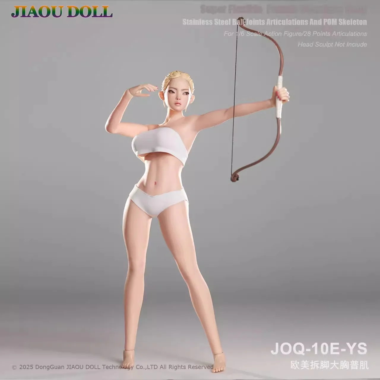 

JIAOU DOLL JOQ-10E 1/6 Scale Female Body Seamless Pale/Suntan/Normal Large Breast Bust Feet Removable for 1/6 Head Figure Set