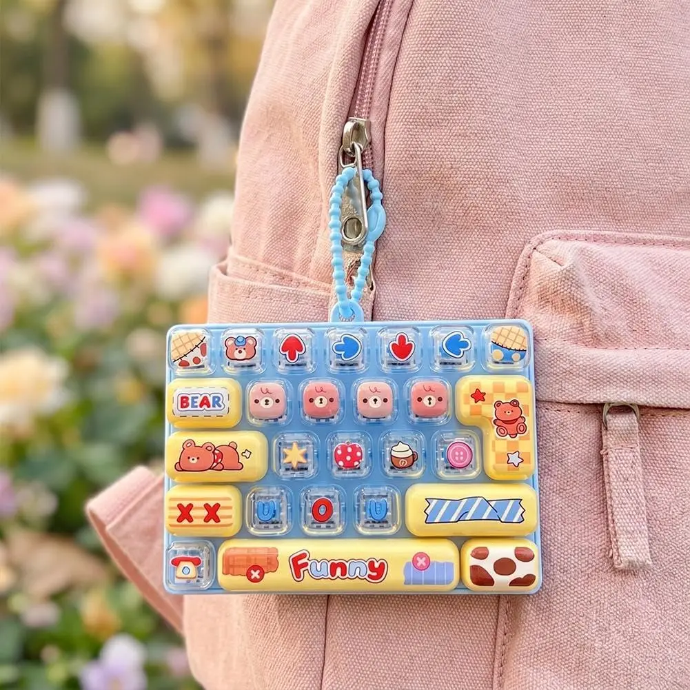 New 26 Grid Keycap Clicker Anti Stress Fidget Keyboard Keychain Decompression Button Cartoon Hand Relax Party Favor Gift