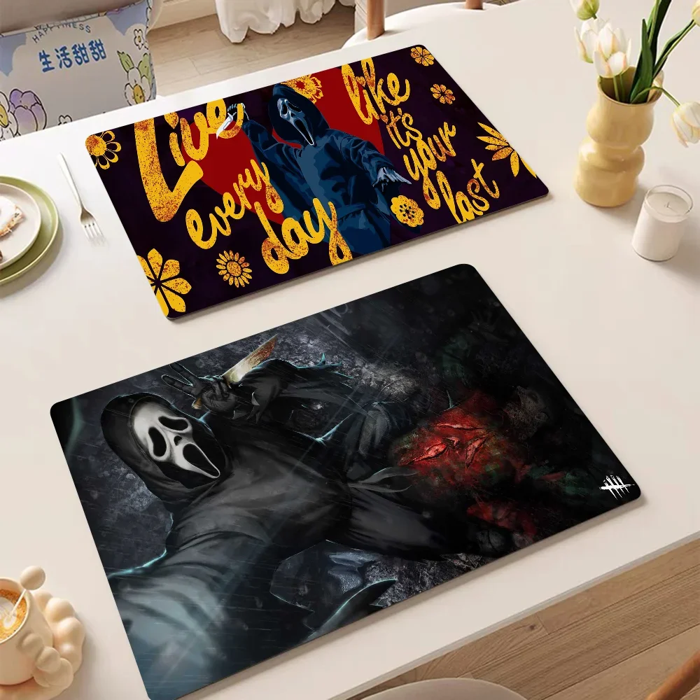 Scream Ghostface Horror Cute Kitchen Dish Mat Absorbent Dining Table Mats Retro Non-slip Placemat Coffee Dish Tableware Mat