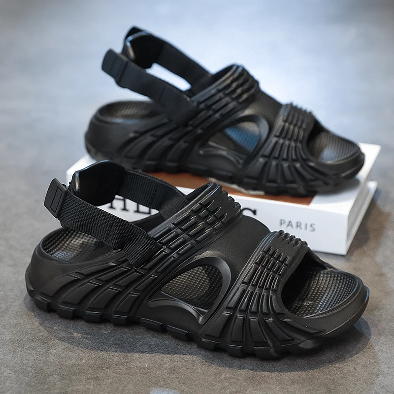 

Men's new summer thick soled sports sandals with anti slip and toe exposed design, casual outdoor beach shoes