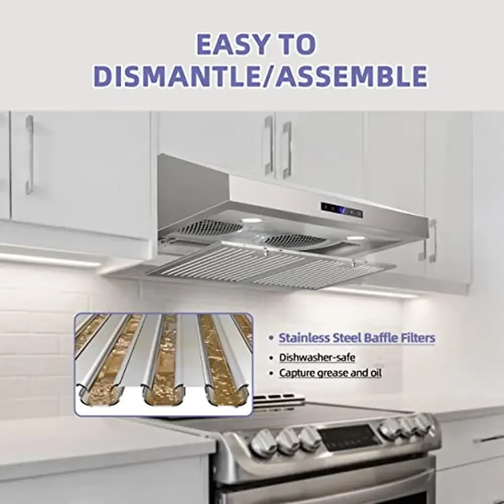 30 بوصة محرك مزدوج الفولاذ المقاوم للصدأ شفاط المطبخ 900 CFM تنفيس هود شاشة تعمل باللمس تحت خزانة مروحة العادم أجهزة المطبخ