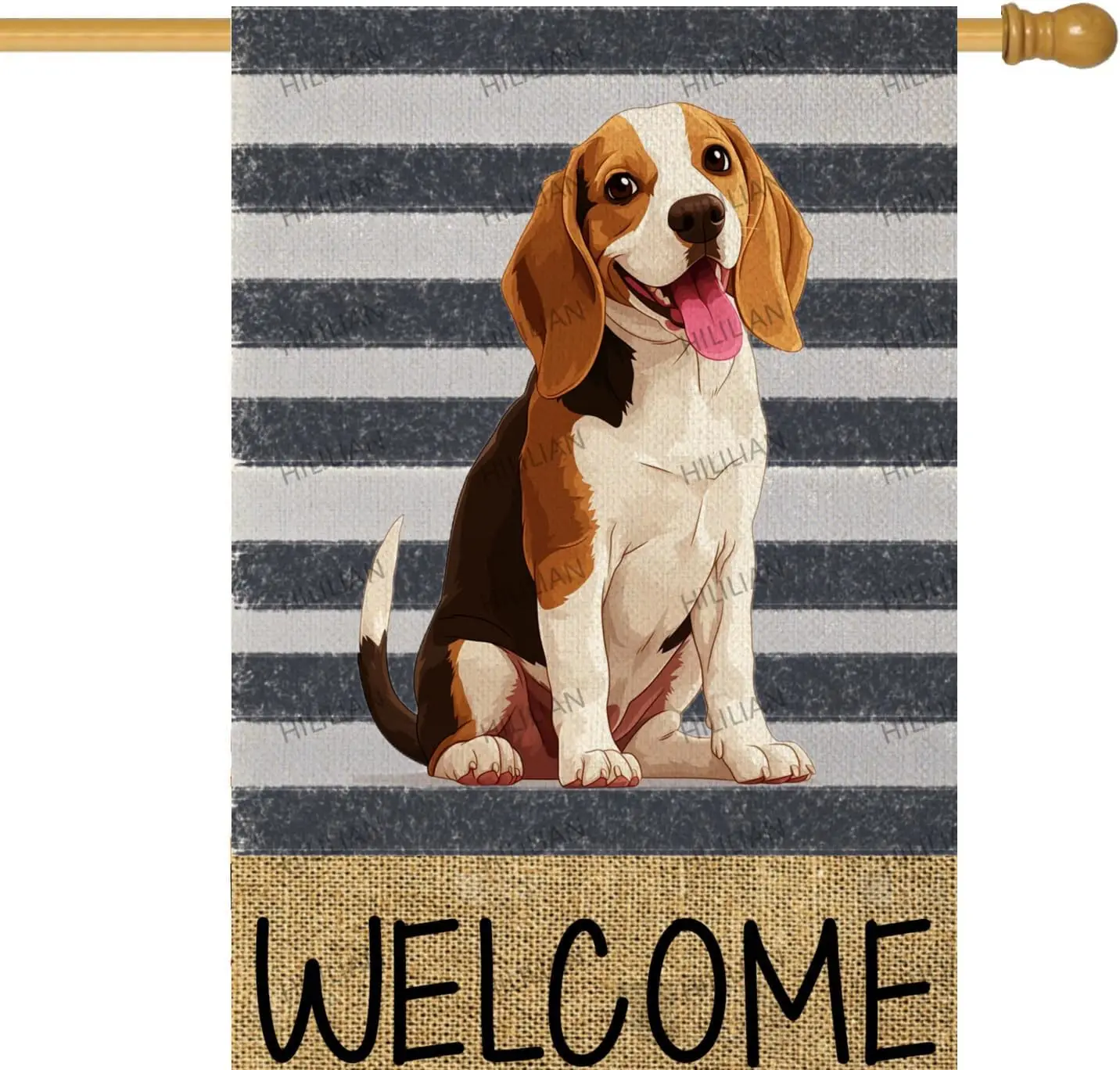 Welcome Beagle Garden Flag 28x40 Double Sided, Small Burlap Stripes Dog Garden Yard Flags Welcome Friends for House Outside  PPM