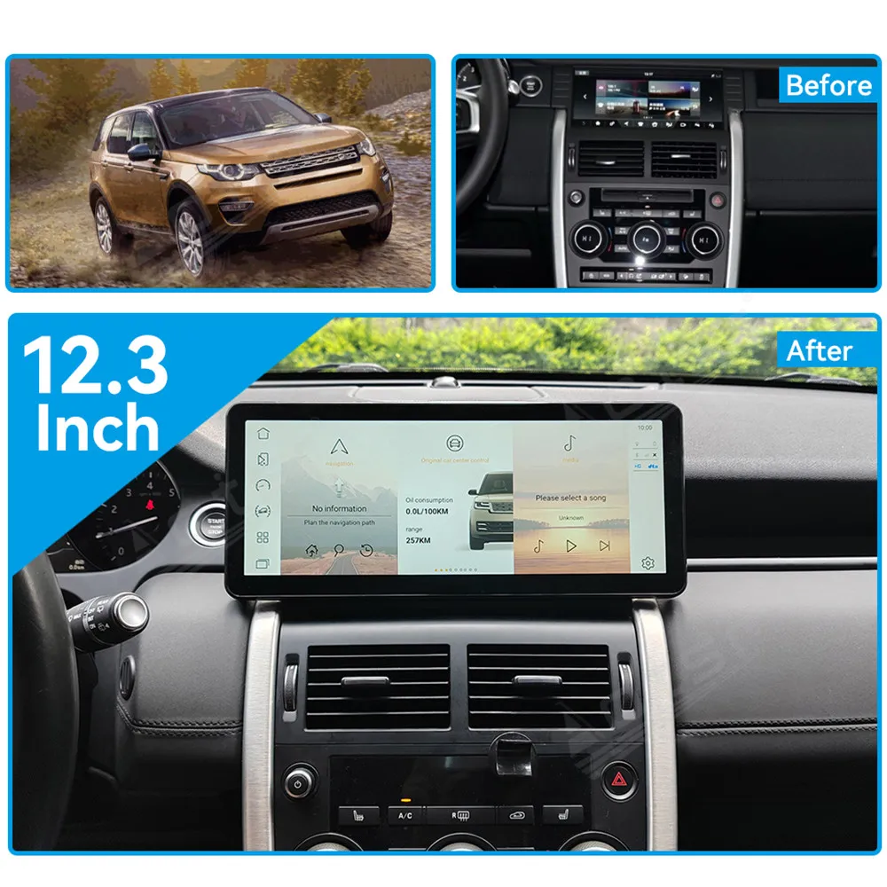 12.3 Inch Android 14 Car Radio For Land Rover Discovery Sport L550 2015-2019 New Upgrade Multimedia Player GPS Navigation Auto