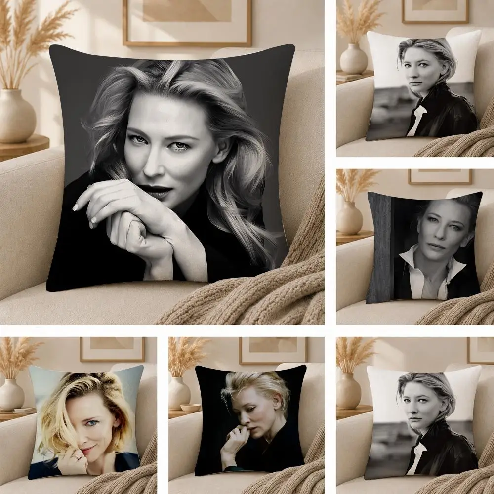 Movie Cate Blanchett Cushion Cover  Plush Fabric Soft Double Sided Print Sofa Cushion Cover Throw Pillow Covers
