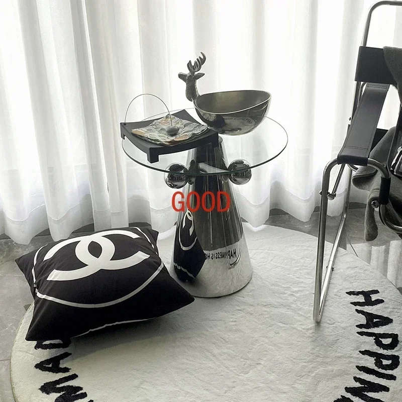 

Приставной столик TAO Light Luxury Ins: дизайнерский, простой, из стекла и нержавеющей стали, кофейный столик для отеля, придиванный столик, мебель для гостиной