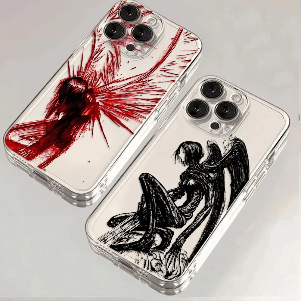 Clear Soft TPU Punk Cool Angel Death Demon Phone Case For Samsung S24 S23 S22 S21 S20 S10 FE Note20 Note10 Plus Ultra Lite 5G