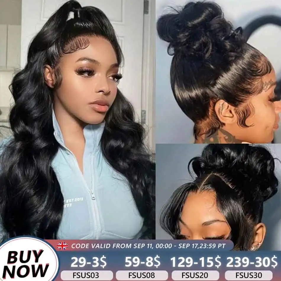 360 Body Wave HD Lace Front Human Hair Wigs for Women 40inch Human Hair 13x4 4X4Transparent Lace Frontal Closure Wigs PrePlucked