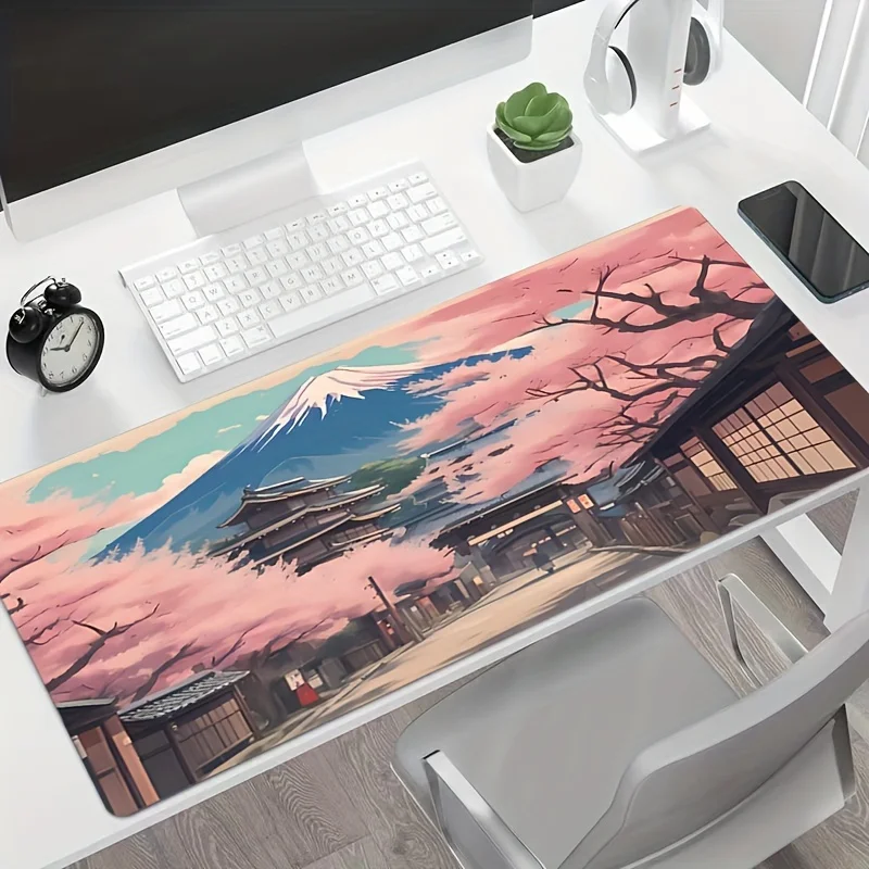 Mount Fuji Large Mouse Pad, Natural Rubber, Durable Stitched Edges, Anti-Slip Desk Mat, Learning Accessories