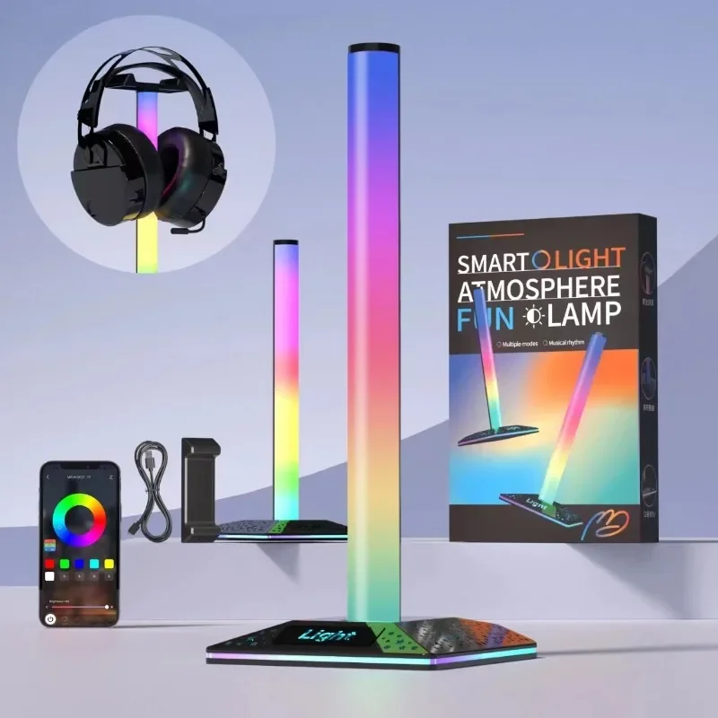 New Rgb Gaming Headphone Bracket Lighting Headphone Supports with Dual USB Interface Desktop Holder Support USB Headset lights