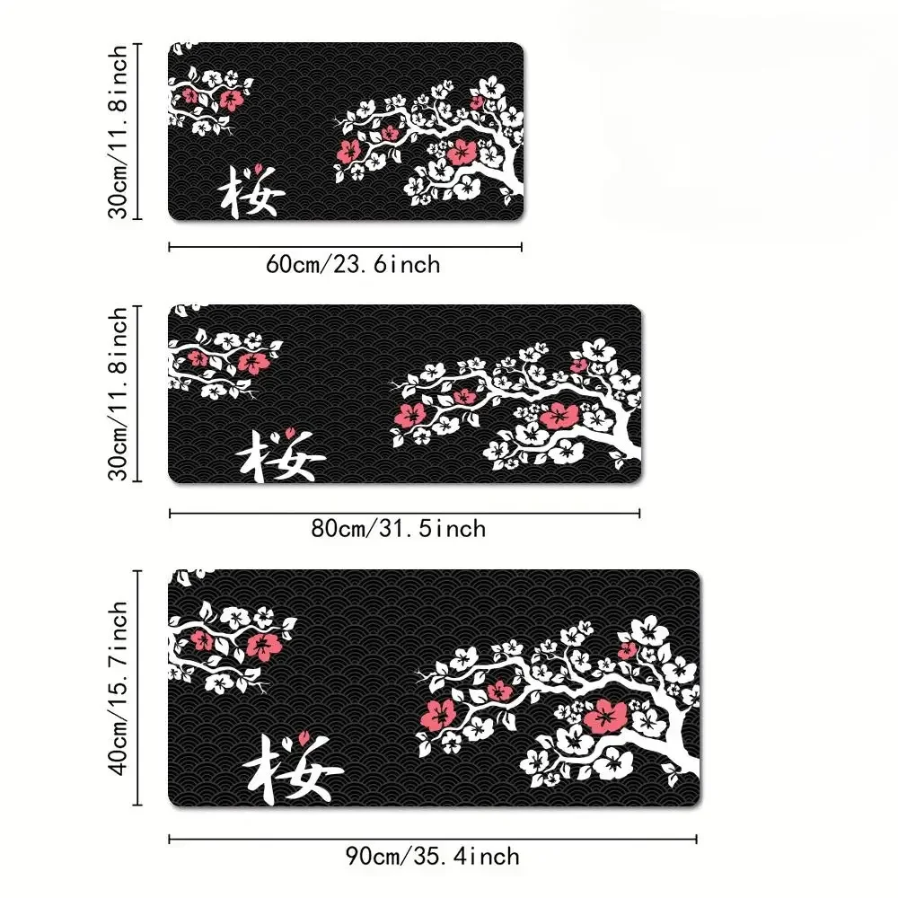 Kirschblüten und gewelltes Texturmuster, Mauspad, Schreibtischunterlage, Gaming-Matten, rutschfest, langlebiges Schreibtischzubehör, Tastatur-Desktop-Pads