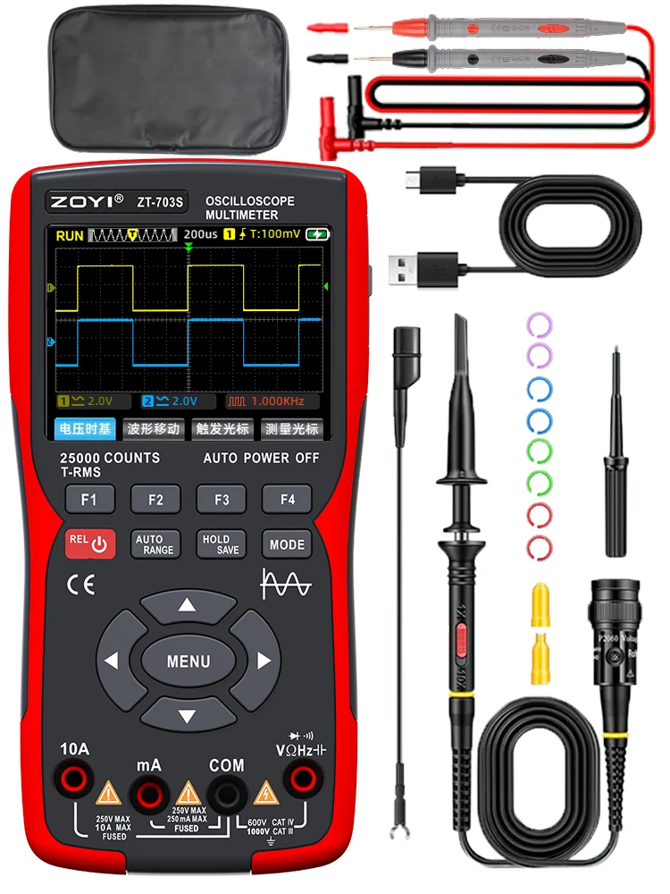 ZOYI kleurenscherm handheld tweekanaals oscilloscoop Multimeter 703s autoreparatie-instrument multifunctionele meting 3-in-1