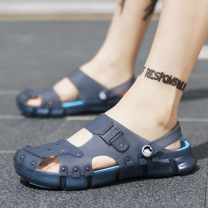 

Летние мужские сандалии на платформе, уличная пляжная обувь с отверстиями, роскошная трендовая обувь 2025, повседневная Новое поступление, нескользящая мужская обувь
