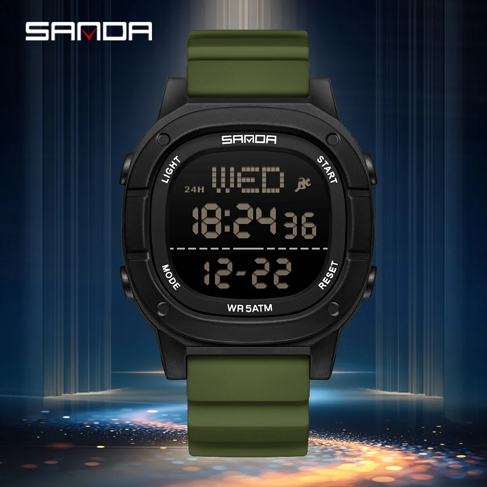

Fashion Sanda 9078 Business Men's Electronic Watch Alarm Clock Timer Calendar Shock Resistant Leisure Led Digital Simple Student