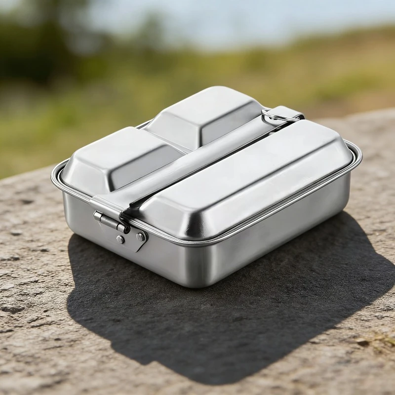 

Квадратный ланч-бокс из нержавеющей стали в стиле милитари, тактический ретро-бокс для пикника, портативный ланч-бокс для американских солдат