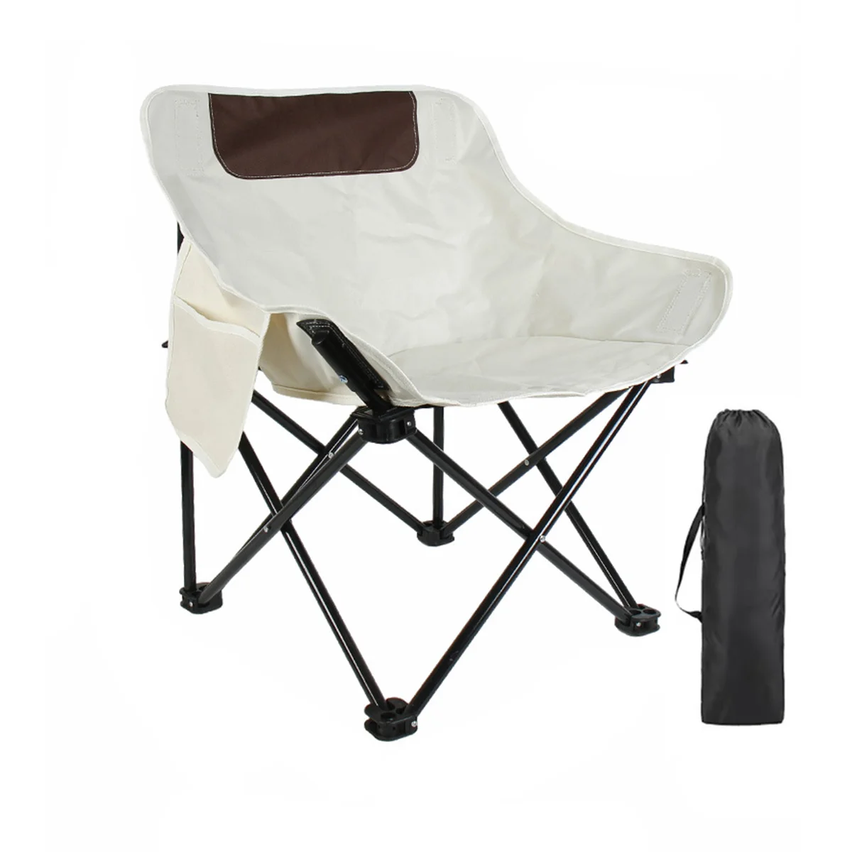 Folding Camping Chairs Portable Chairs with Side Pocket and Carrying Bag for Hiking Beach Outdoor Chair White