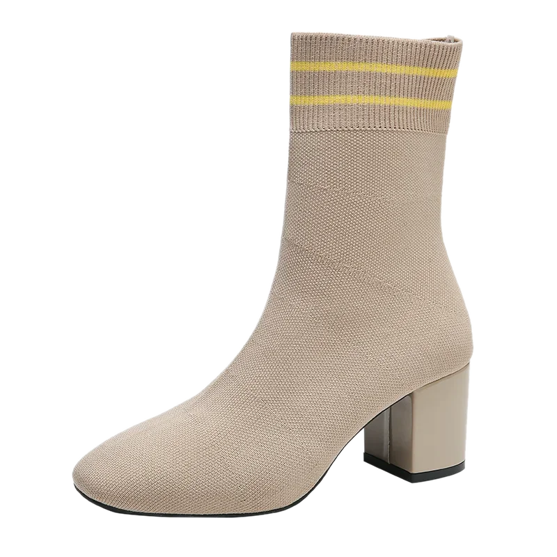 2024 New Fashion stivaletti scarpe da donna calzino elastico Boot Chunky tacchi alti Stretch stivaletti Sexy punta a punta Plus 41 42