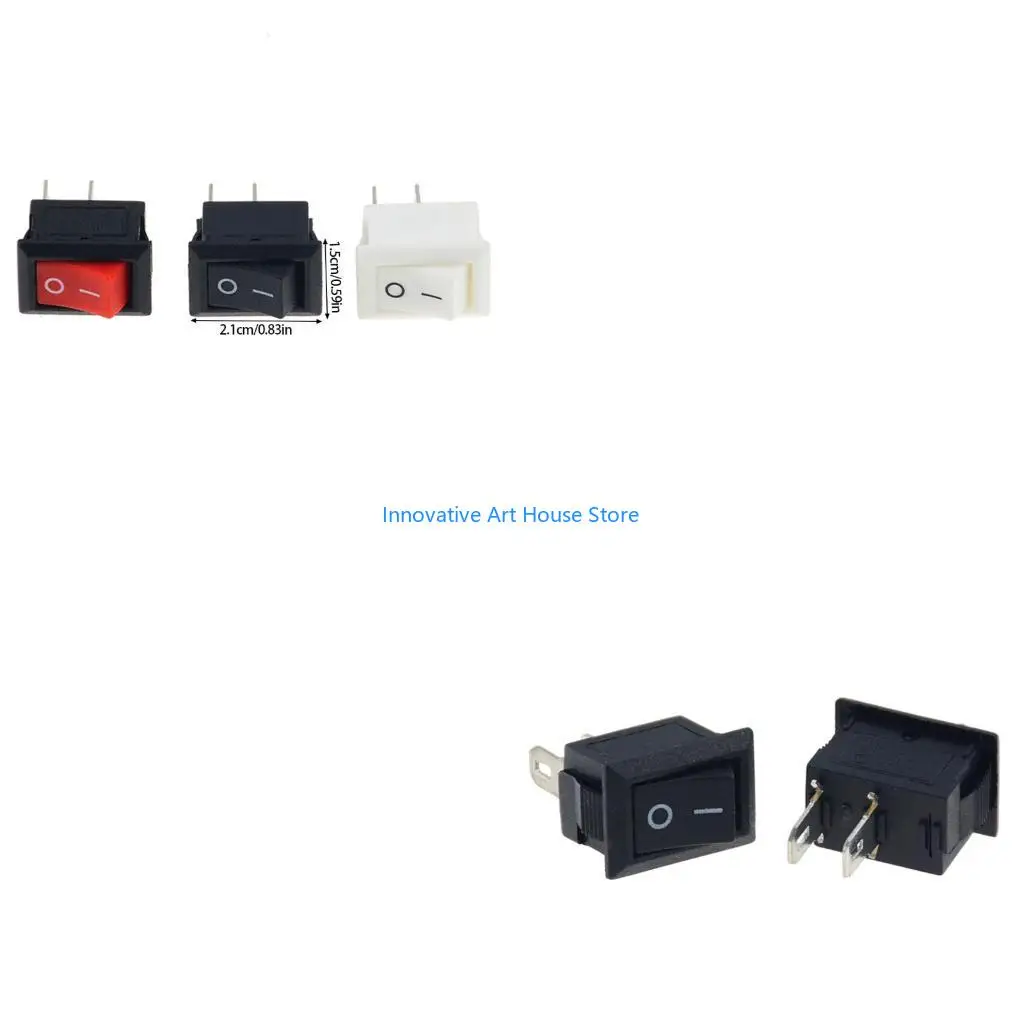 E1PC 15Pcs 2 Position Rocker Switches KCD1 101 Power Toggle Electrical Iron Plastic Construction for Home Commercial Use