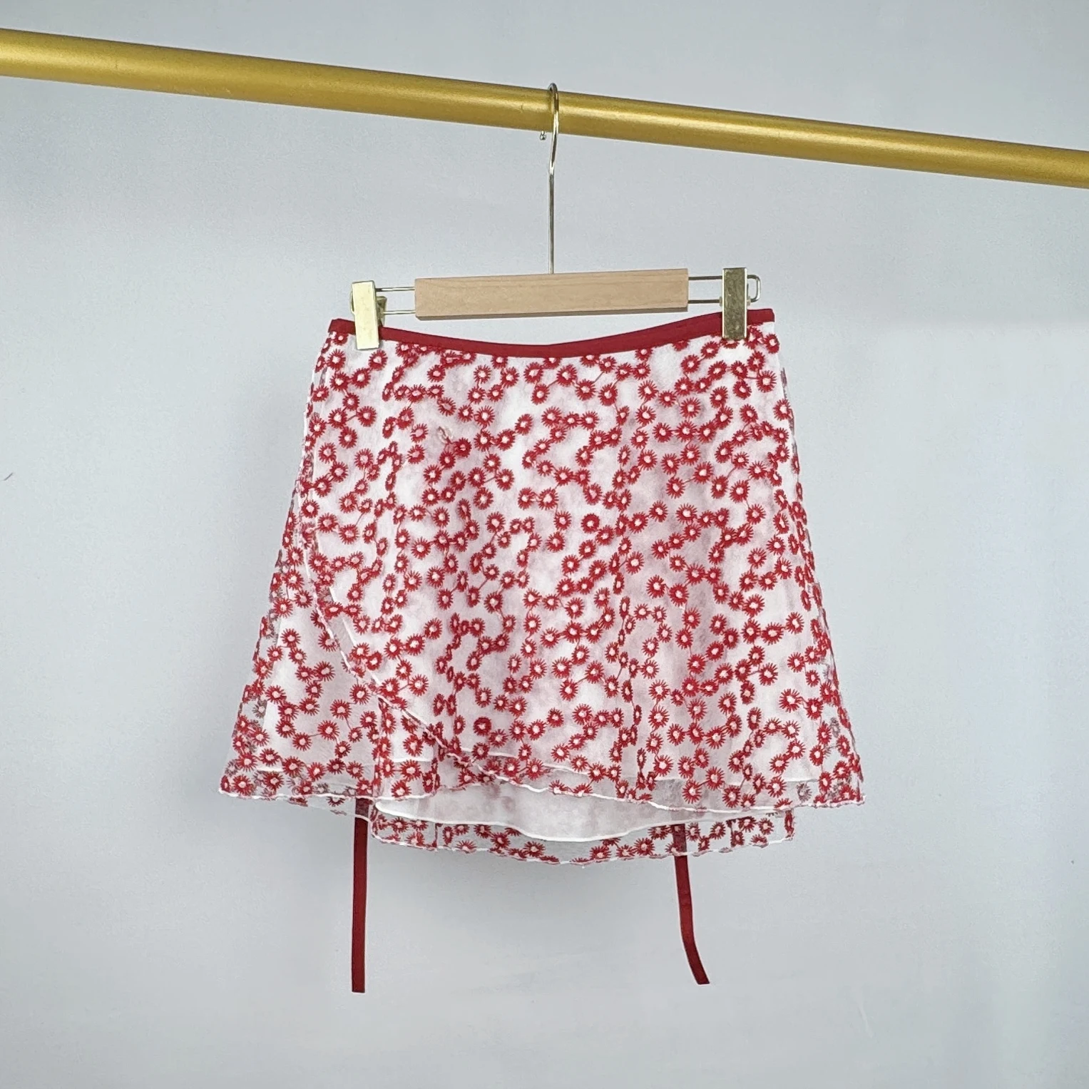 customized women's adult ballet dress costume double-layer daisy embroidery one-piece lace up dance training performance skirt