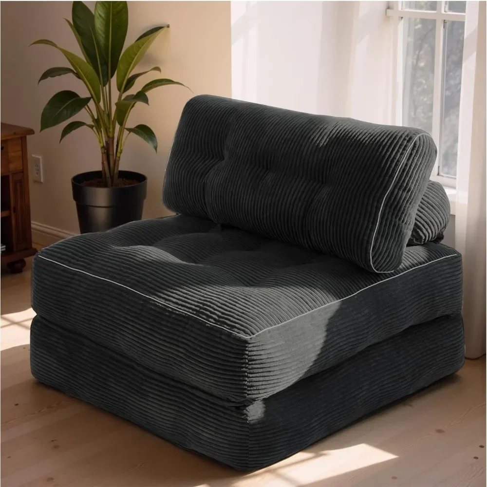 

Sofa Bed with Pillow, Convertible Sleeper Chair, Folding Sofa Bed Foam Filling Couch, Sleeper Chair Single Size Floor Mattress