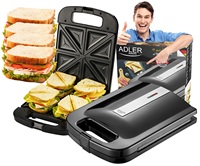 XXL Adler Sandwich Toaster, Non-stick Coating, Power 2000W, AD3055