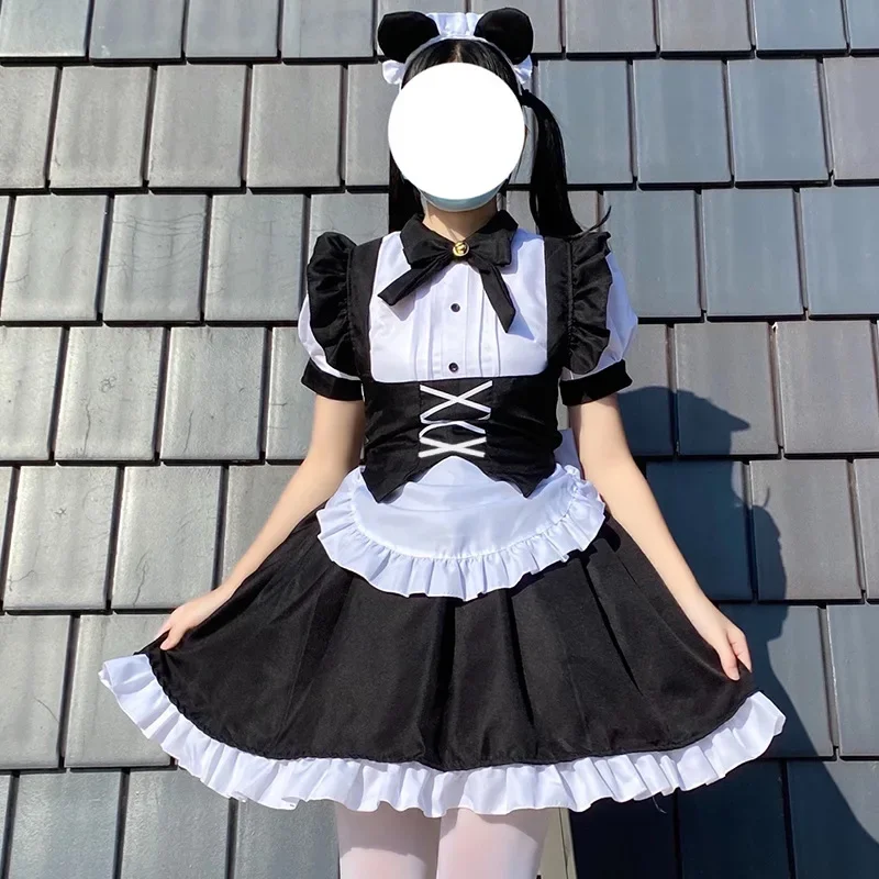 Halloween dulce lindo conejo de Lolita chica Cosplay traje de sirvienta blanco y negro vestido de Lolita nuevo
