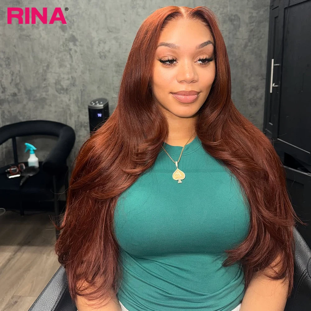 180 Density Orange Brown Body Wave Gluelesa Human Hair 13x4 13x6 Lace Frontal Wig Pre-Preplucked Drawstring for Women