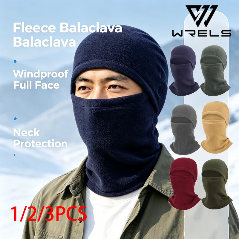 1/2/3PCS Winter Fleece Balaclava Pullover Cap Windproof Full Face Mask Neck Protection Skiing Mountaineering Outdoor Headwear