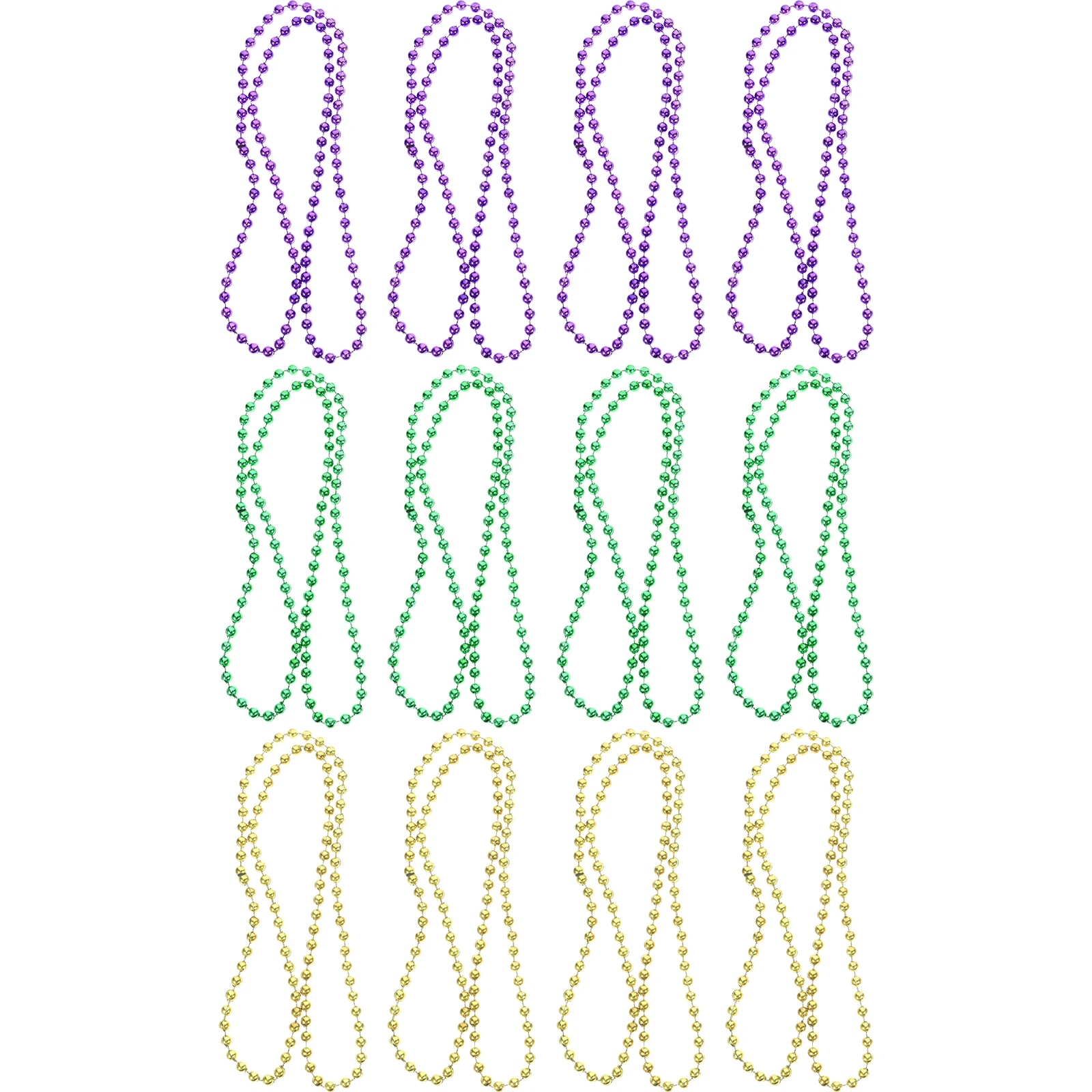 

12pcs Bead Chain Decoration 80CM Golden Purple Green Necklace for Carnival Party Holiday Accessories Beaded Design