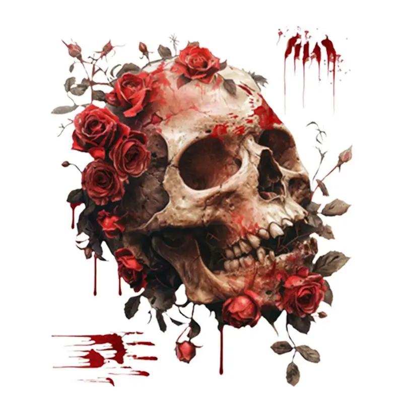 

Floral Skull Stickers Self-Adhesive Removable Toilet Seat Decals Skull Bathroom Wall Decals Skull Horror Toilet Seat Stickers