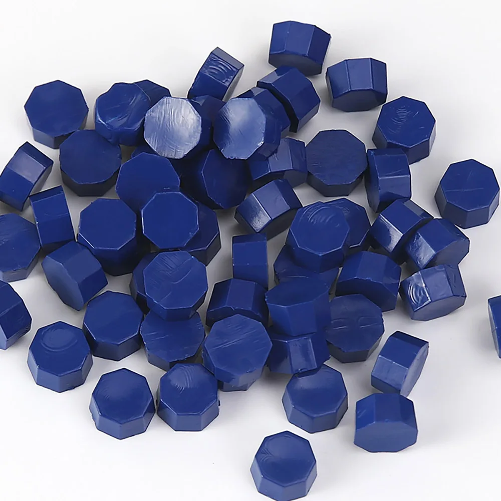 50 Pcs/pack Deep Blue Sealing Wax Seal Beads Stamp for DIY Craft Wedding Birthday Invitation Party Ancient Octagon Sealing Wax