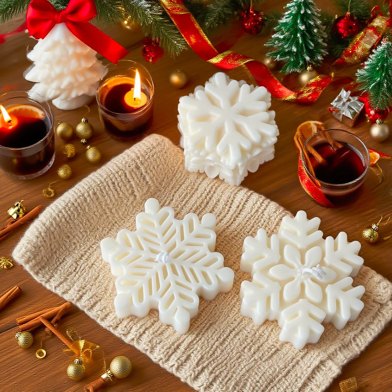 Home Fragrance Vanilla Scented Candle - 1Pc Christmas Snowflake Scented Candle, ins