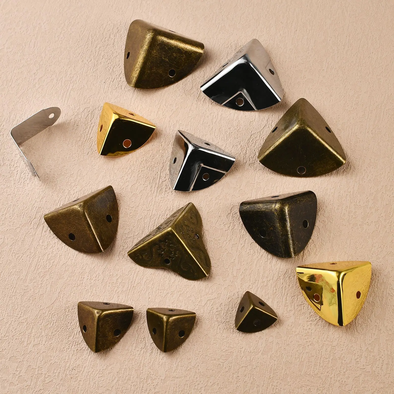 12pcs Round corner triple cornered metal corner protection edge hardware wooden box right-angle corner protection edge