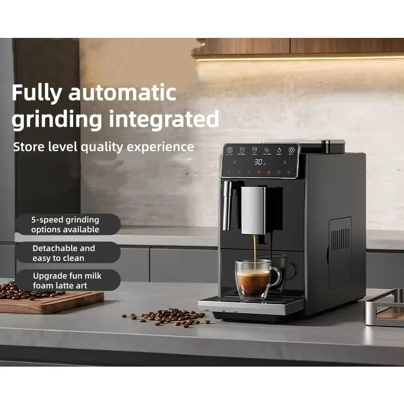 Automatic Espresso Machine with Smart Color Screen, Built-in Grinder & Steam Wand, 20Bar Pressure Coffee Maker for Home, Cappucc