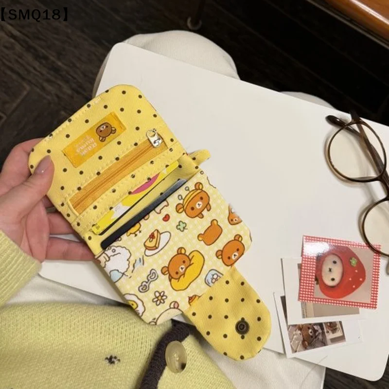 1Pcs Student Key Bag Retro Cute Ins Style Little Fresh Cartoon Bear Coin Purse Short Coin Bag Card Bag Gift【SMQ】