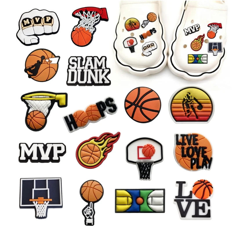 16pcs Sports Shoe Charms For Croc, Basketball Baseball Soccer Football Shoe Accessories For Clog Shoe Decoration