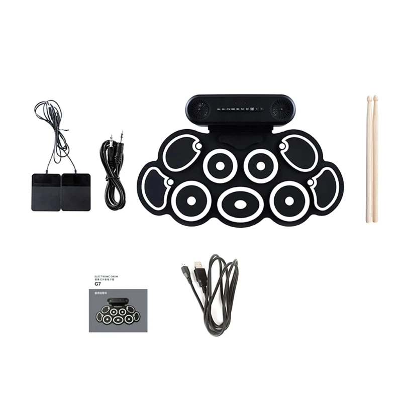 F1FD Portable Electronic Drum Pad Set with Built In Speakers Present for Children