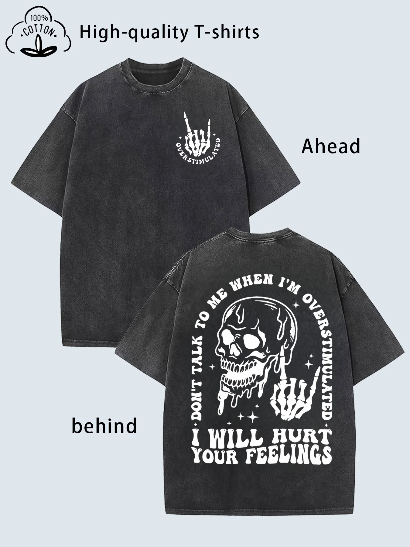 

I will hurt your feelings, retro washed cotton pattern T-shirt, men's T-shirt