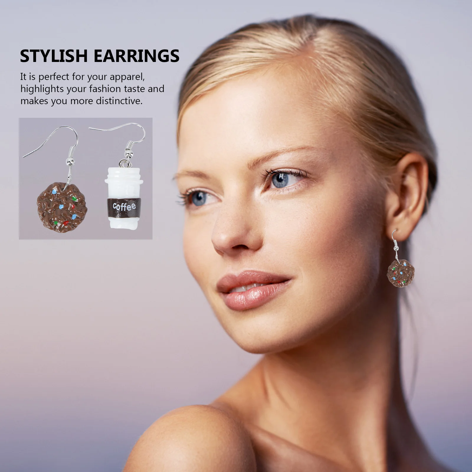 

1Pair Funny Biscuit Earrings Creative Ear Dangler Women's Fashion Ear Pendant Stylish Casual Party Trendy Jewelry