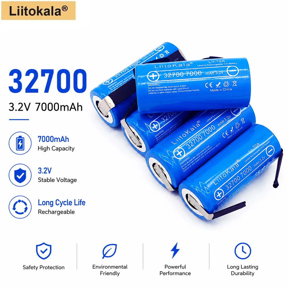 1-5PCS 3,2 V 32700 7000 mAh LiitoKala Lii-70A für Elektrowerkzeuge LED-Beleuchtung RC Spielzeug Hochleistungsbatterie LiFePO4 + Nickelbleche