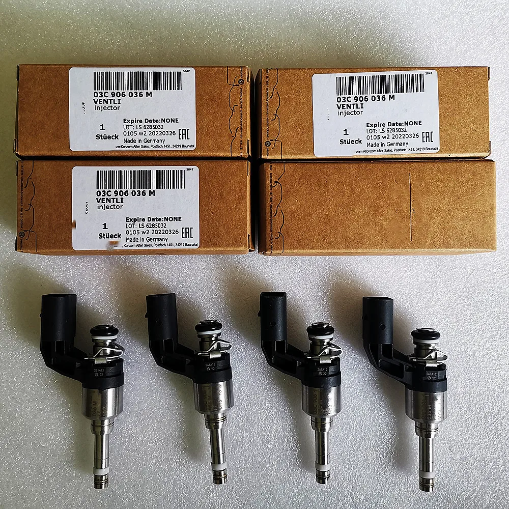 New OEM FUEL INJECTOR SET / 4 Pieces 03C906036E / 03C906036M for VOLKSWAGEN VW GOLF 1.4 TSI MK6 / GEN 6 - For Audi A1 A3