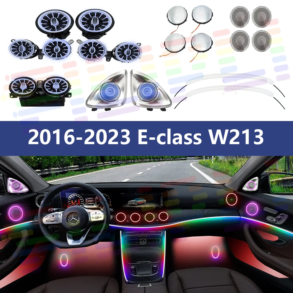 

For Mercedes Benz W213 E-Class Coupe AMG E43 E53 E250 64-Color LED Air Vent 4D Rotating Tweeter Speaker Ambient Light