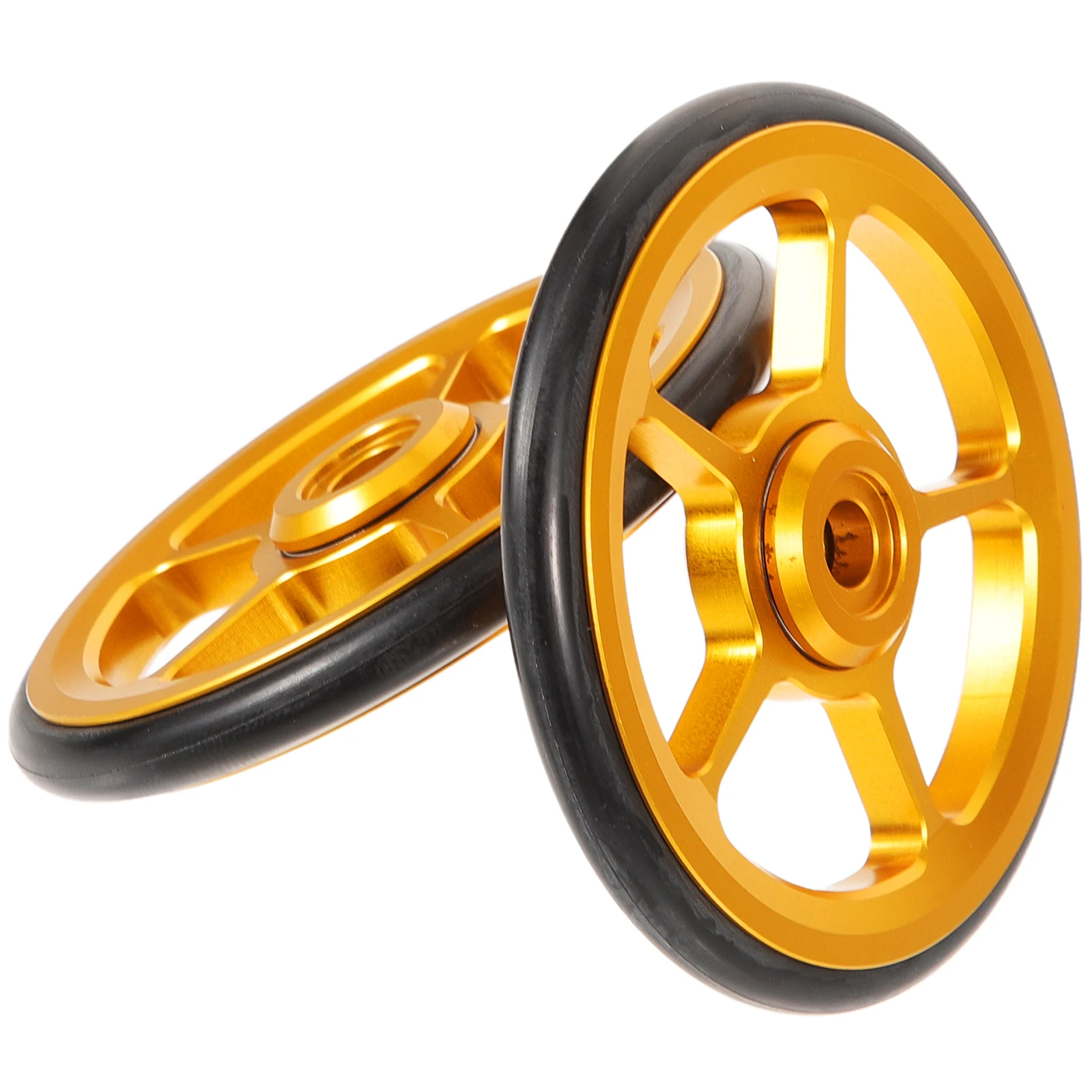 

2pcs Gold Folding Bike Easy Push Wheel Modification Accessories Lightweight Durable Multi use Extension Bike Wheels Replacement