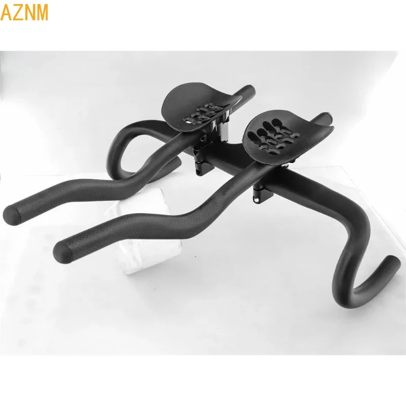 Guidon de vélo de route en fibre de carbone, guidon de triathlon aérodynamique, guidon allongé 30 ° /45 °   Barre de guidon à clipser pour vélo