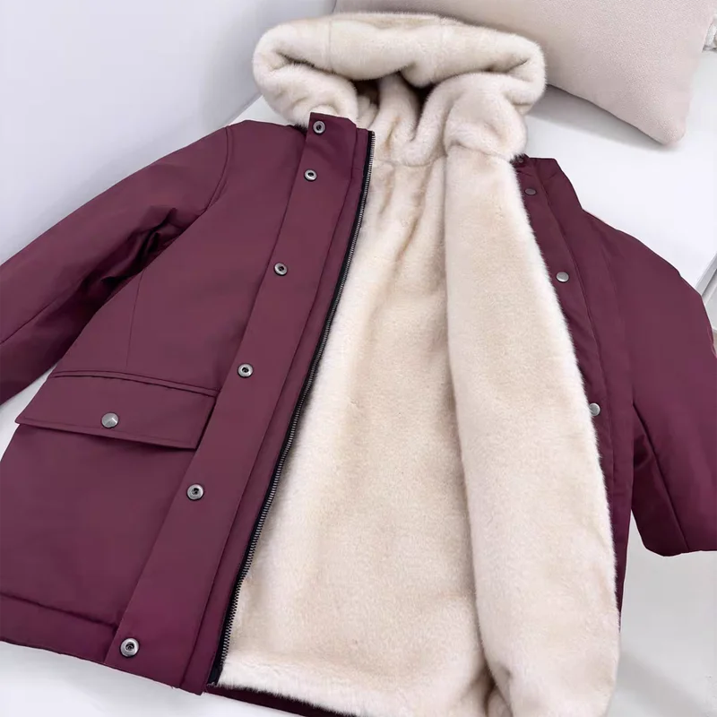 

Per-sale 2025 Autumn Winter BP Baby Girls Windproof Thickened Warm Hooded Parkas Boys Jackets Kids Add Cotton Inside Coat